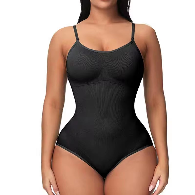 Super Sale V Neck Spaghetti Strap Bodysuit Compression Body Suits Open Crotch Shapewear Slimming Body Shaper Smooth Out Bodysuit